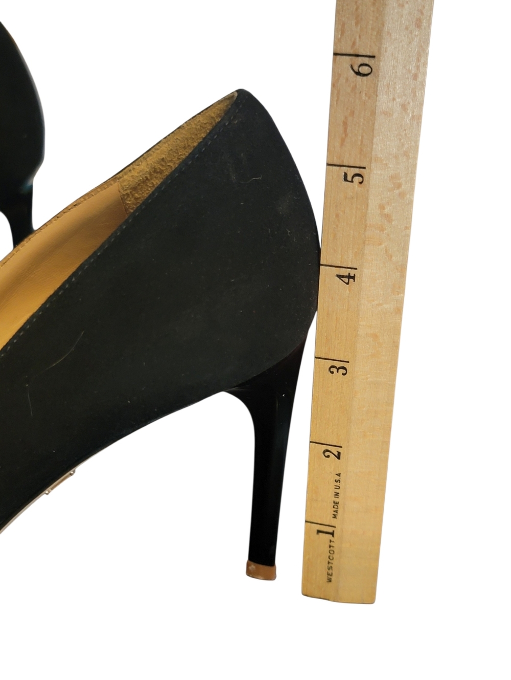 DIANE VON FURSTENBERG Black Suede Pointed Heels Shoes 6M - Picture 5 of 8